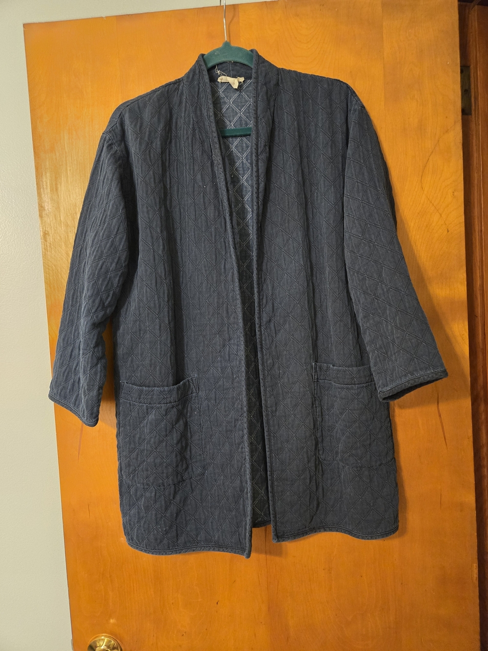 Eileen Fisher Navy Blue Quilted Open Jacket Size M